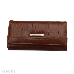 Wholesale faux leather wallet trifold clutch wallets for women