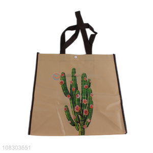 Factory wholesale cactus printed folding tote shopping bag
