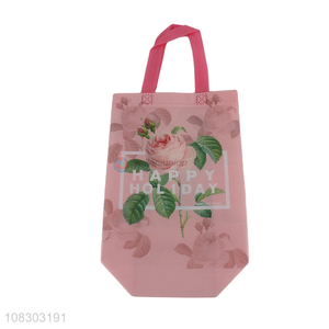 Factory supply rose flower pattern handbag shopping bag for sale