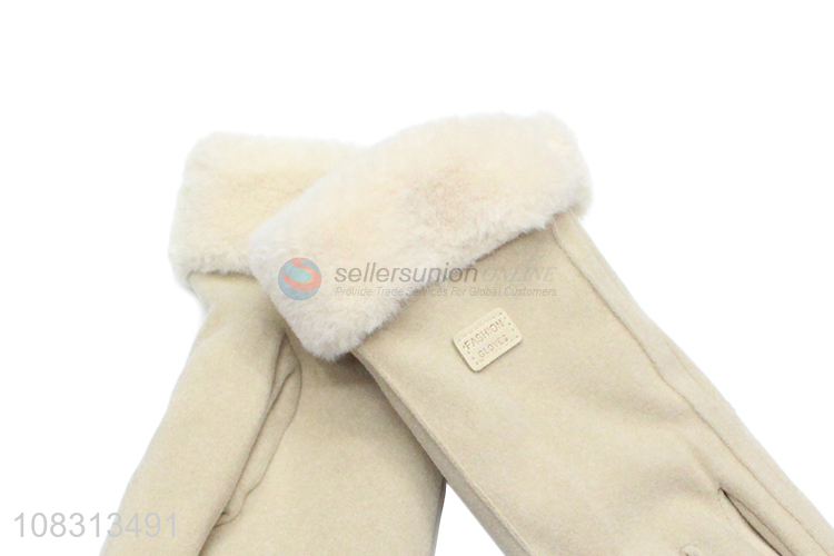 Wholesale women winter gloves fleece lined touchscreen gloves