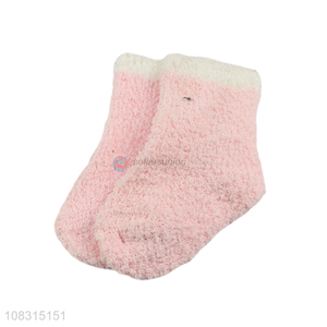 Low price wholesale pink cute socks thicken thermal socks