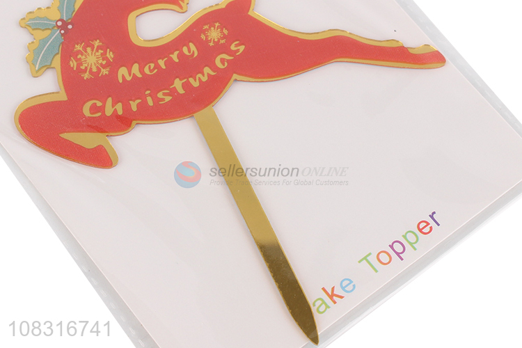 Top selling red merry christmas decorative cake topper