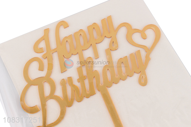 New arrival golden acrylic birthday party cake decoration topper