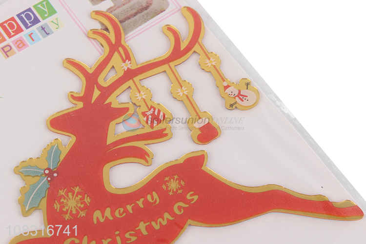 Top selling red merry christmas decorative cake topper