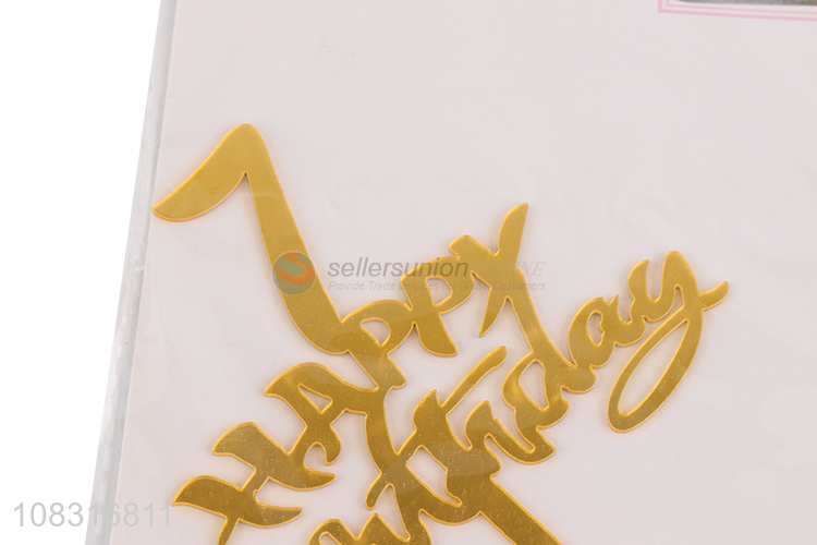 China wholesale golden happy birthday letter cake topper