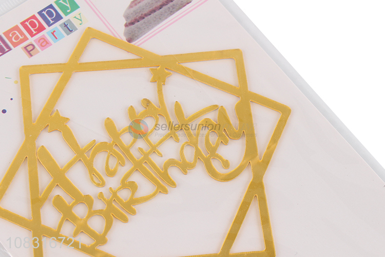 Online wholesale golden cake decoration birthday cake topper