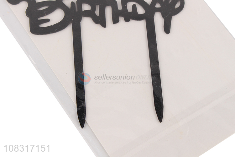 Factory wholesale black happy birthday letter cake topper