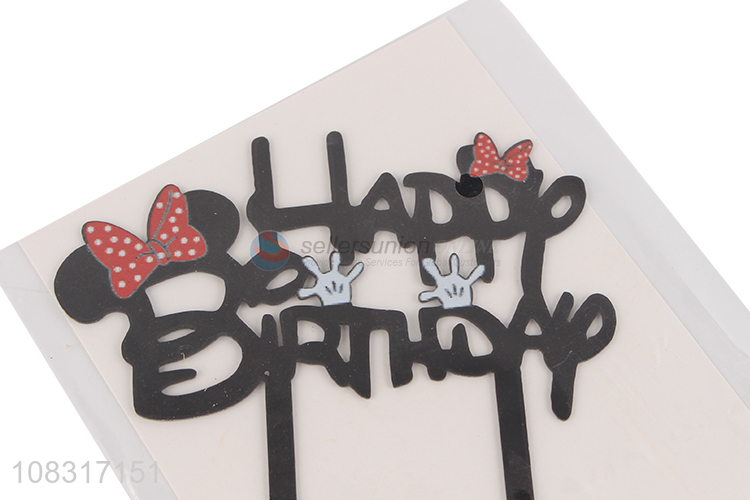 Factory wholesale black happy birthday letter cake topper