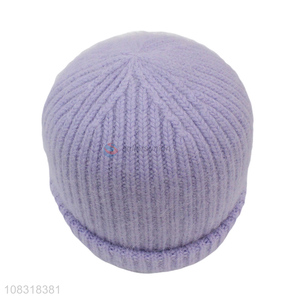 Online wholesale fashion winter warm knitted beanie hat for girls