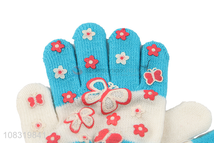 Wholesale cute anti-slip full finger winter gloves for kids