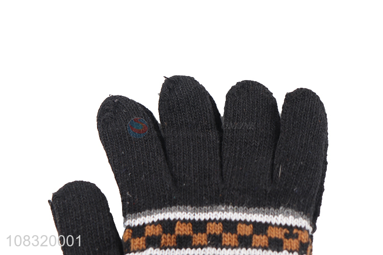 Good quality men winter knit gloves full finger mittens