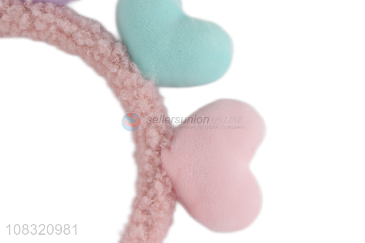 Hot sale fluffy heart hairbands headband hair accessories