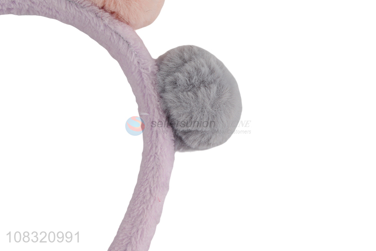 Good quality fur ball hairband fluffy headband for makeup