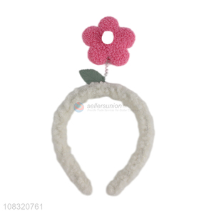 Hot selling cute flower headband plush hairbands for girls