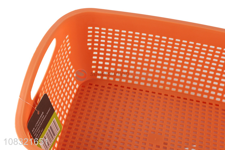 Good sale orange rectangle plastic storage basket wholesale