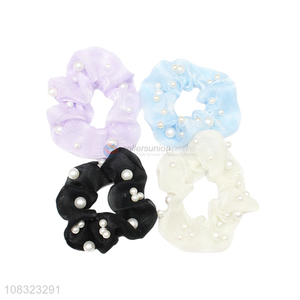 Wholesale Pearls Women Scrunchies Ladies <em>Hair</em> Rope <em>Hair</em> <em>Band</em>