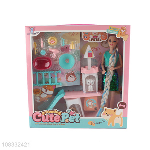 Good quality 11 inch fashion doll kit with dog playground