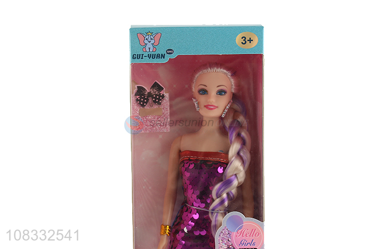 Good quality 11 inch fashion doll with sequined long dress