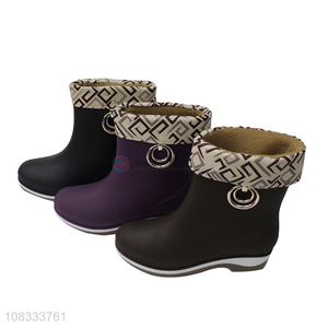 Good price winter warm fleece lined short rain boots for women