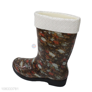 Wholesale women's winter rain boots floral printed garden shoes