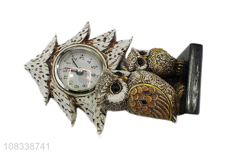 Delicate Design Clock Owl Resin Craft Ornaments