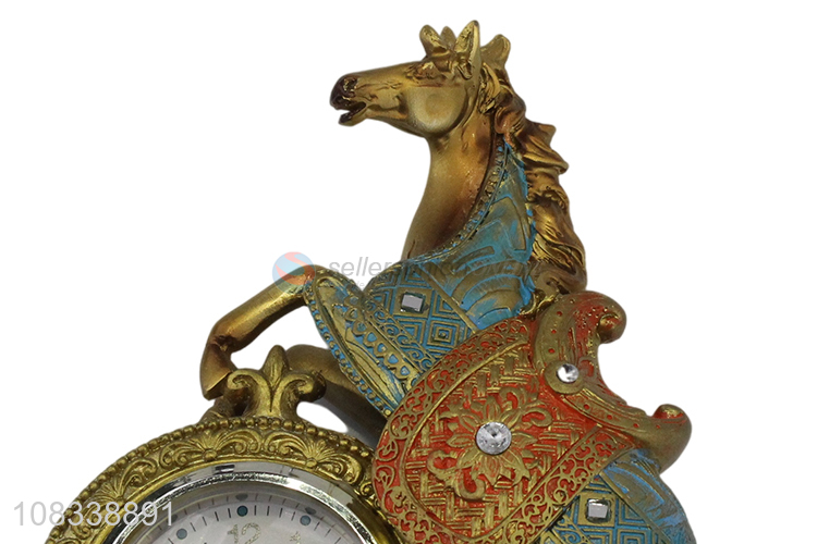 Best Sale Resin Horse Statue With Clock Decorative Crafts