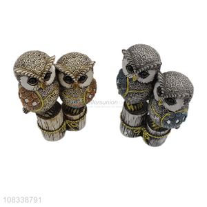 New Products Two Owl Figurine Resin Crafts For Desk Decoration