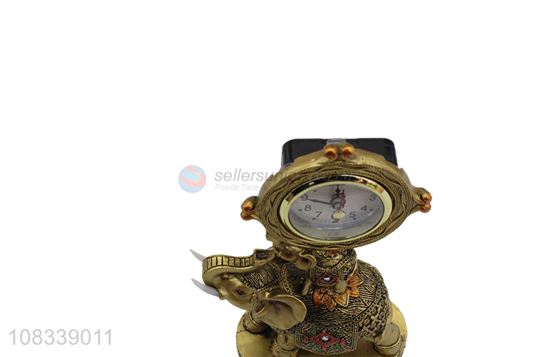 New Arrival Simulation Elephant Resin Figurine With Clock