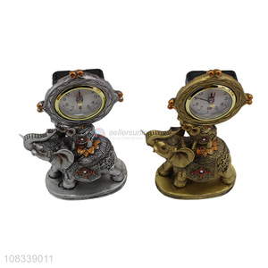 New Arrival Simulation Elephant Resin Figurine With Clock