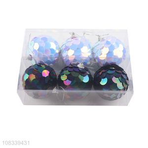 Hot Selling 3 Pieces Sequins Christmas Ball Christmas Ornaments