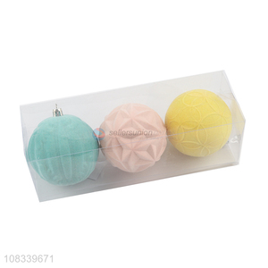 Good Quality 3 Pieces Flocking Christmas Ball For Sale
