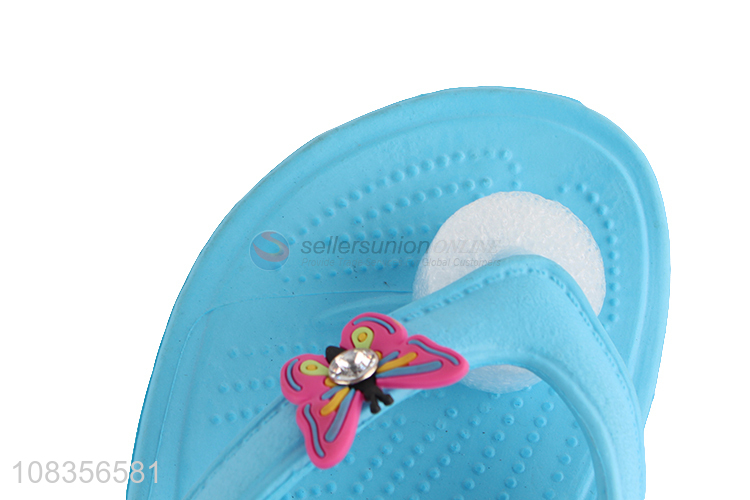 Latest design simple style women blue summer flip-flops slippers