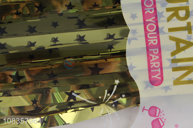 Online wholesale star printed color foil fringe curtain