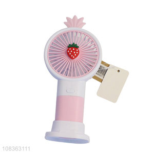 Custom logo cute fruit design rechargeable handheld fan for women girls