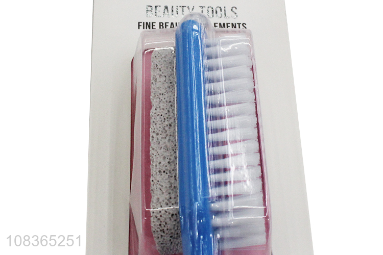 Hot selling natural foot file pumice stone with nail scrubbing brush