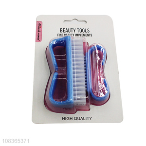 Good quality two sizes plastic nail scrub brush fingernail brush set