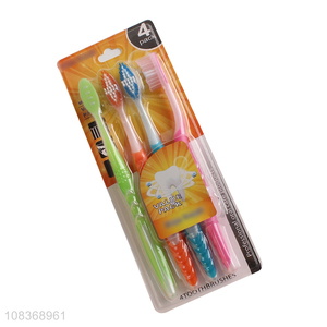 Hot sale 4 pieces medium nylon bristle toothbrush for family use