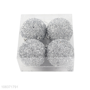 Good price 4 pieces silver Christmas balls for indoor Christmas tree decor