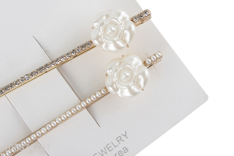 Factory supply alloy fashion hairpin with flower decoration