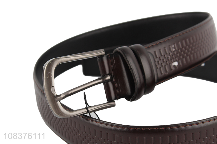 Factory price men's pin buckle belt textured belt for jeans khakis
