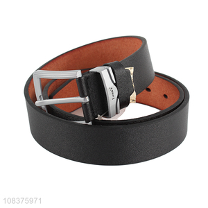 High quality single prong buckle belt pu leather belt for men