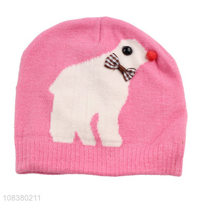 Wholesale Cartoon Pattern Knitted Jacquard Hat For Baby