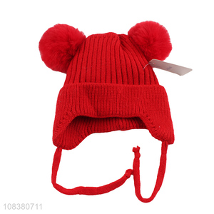 Good Quality Knitted Earmuffs Hat With Pom Pom Ball