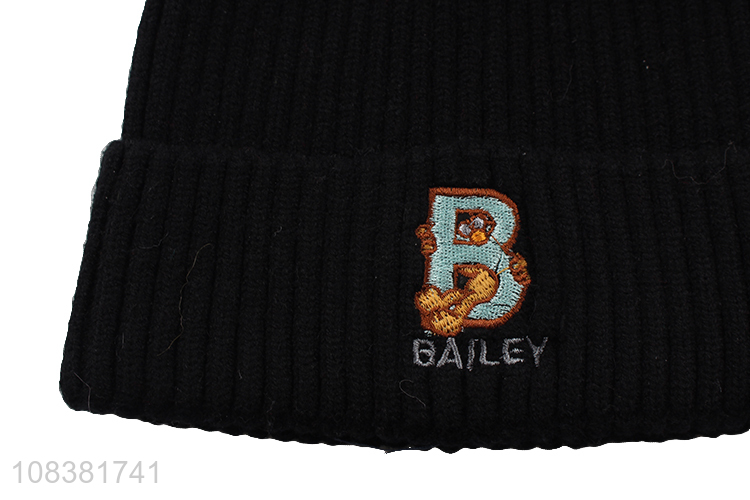 Wholesale Adult Knitted Beanie With Custom Embroidery Logo