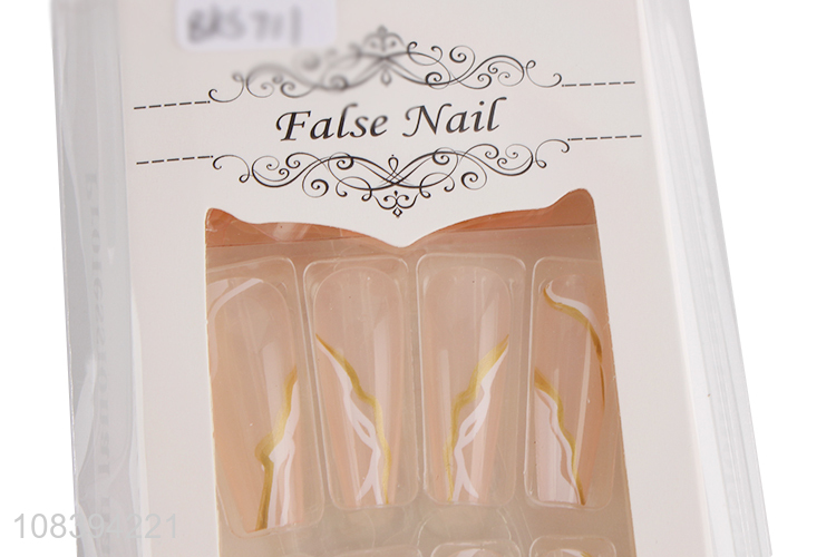 Best selling nail art decor press-on long coffin fake nails set