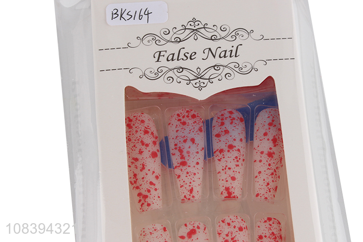 New-style long coffin press on bloody fake nails Halloween nail art