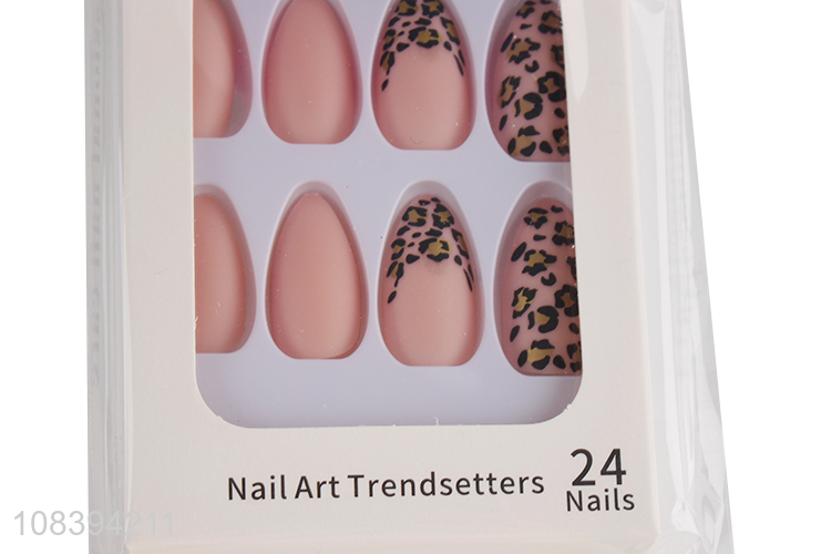 Good quality full cover leopard print fake nails nail art decoration