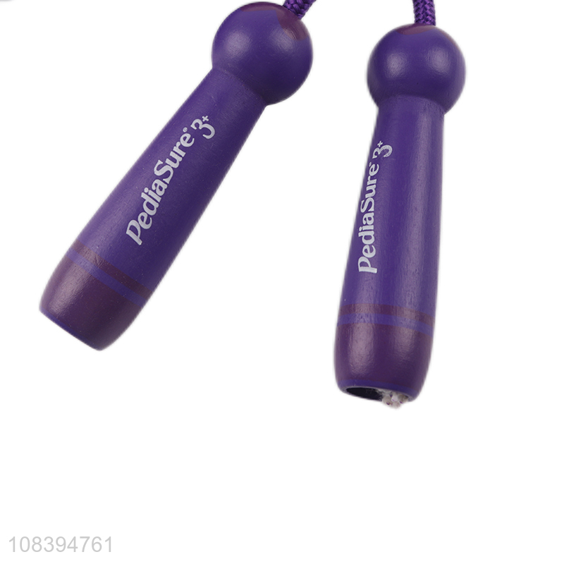 Yiwu direct sale purple durable jump rope with wooden handle