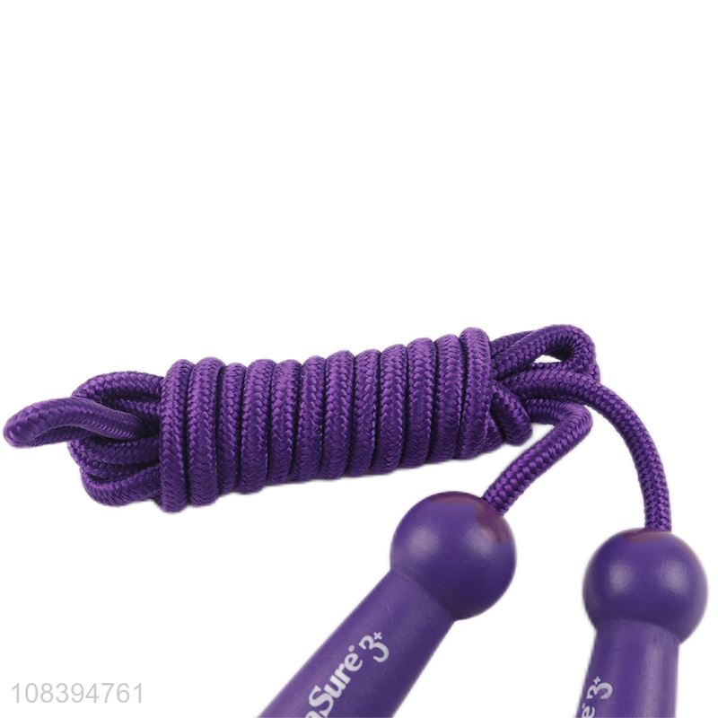 Yiwu direct sale purple durable jump rope with wooden handle