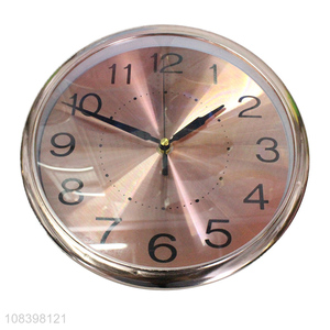 New design round metal silent wall clock quartz digital clock